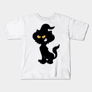 Scary Black Cat Silhouette Kids T-Shirt